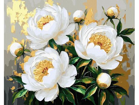 Blumen im Goldlicht 40x50 cm malen nach zahlen