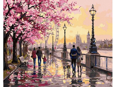 Spaziergang mit Blick auf das London Eye 40x50 cm malen nach zahlen