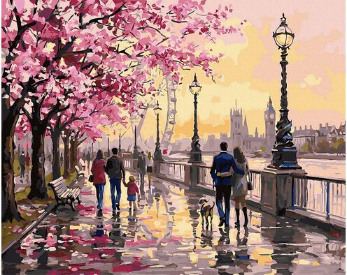 Spaziergang mit Blick auf das London Eye 40x50 cm
