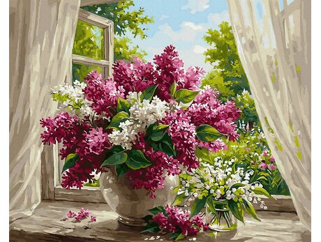 Fensterbrett voller Frühling 40x50 cm malen nach zahlen