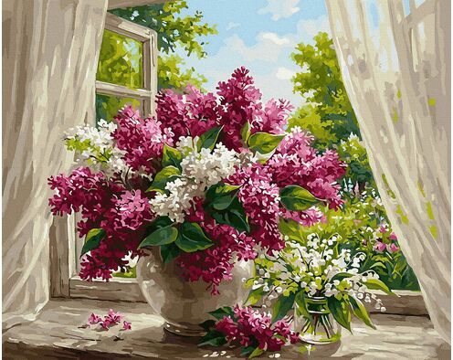 Fensterbrett voller Frühling 40x50 cm