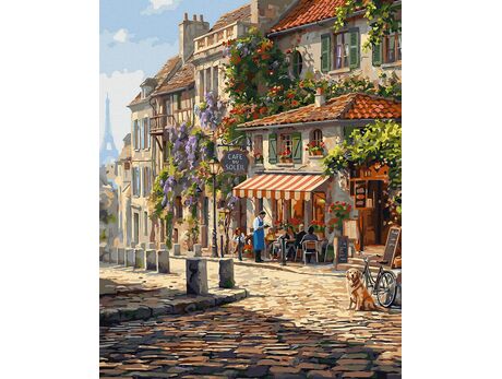 Pariser Café in der Sonne 40x50 cm malen nach zahlen