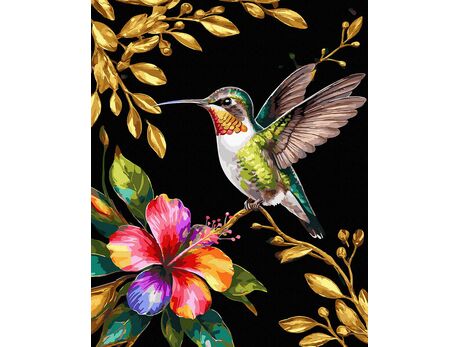 Kolibri mit goldenen Akzenten 40x50 cm malen nach zahlen