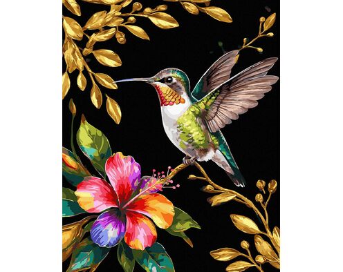 Kolibri mit goldenen Akzenten 40x50 cm