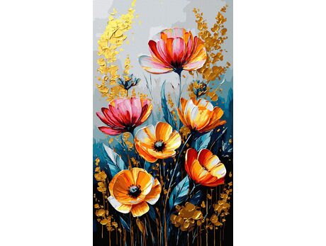 Goldene Feldmohnblumen 40x70 cm malen nach zahlen