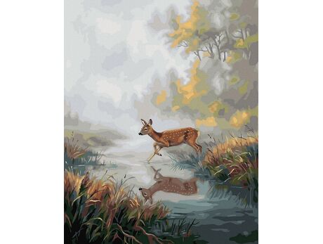 Sprung durch den Nebel 40x50 cm malen nach zahlen