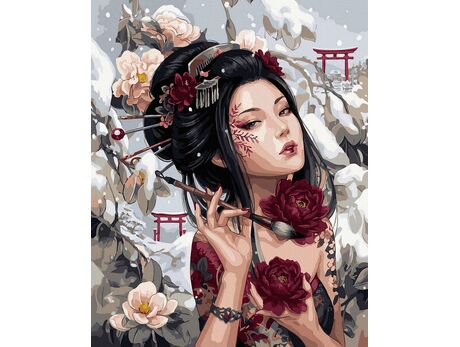 Geheimnisvolle japanische Blumen 40x50 cm malen nach zahlen