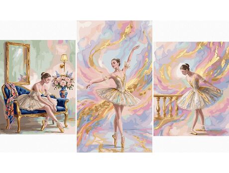 Subtilität und Anmut Triptychon 70x120 cm malen nach zahlen