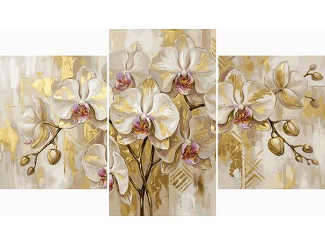 Zarte Orchideenblüten Triptychon 70x120 cm malen nach zahlen
