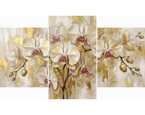 Zarte Orchideenblüten Triptychon 70x120 cm