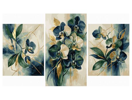 Gold-von-Kinabalu-Orchidee Triptychon 70x120 cm malen nach zahlen