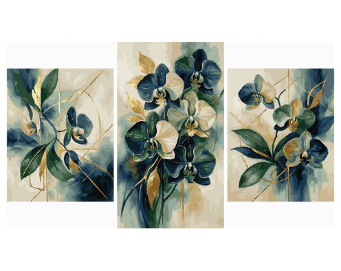 Gold-von-Kinabalu-Orchidee Triptychon 70x120 cm