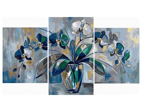 Orchideen auf dem Tisch Triptychon 70x120 cm