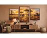 Sonnenuntergang in der Savanne Triptychon 70x120 cm malen nach zahlen