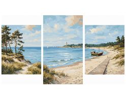 Ostseewellen Triptychon 70x120 cm