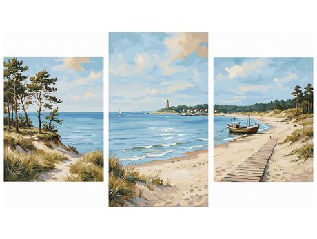 Ostseewellen Triptychon 70x120 cm malen nach zahlen