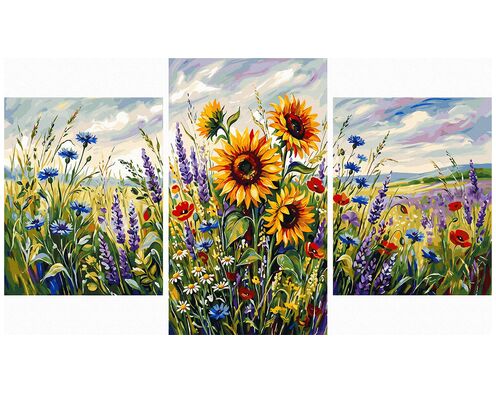 Vom Feldwind hin und her bewegt Triptychon 70x120 cm