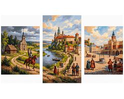 Polnische Antike Triptychon 70x120 cm