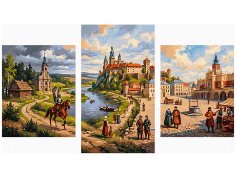 Polnische Antike Triptychon 70x120 cm malen nach zahlen