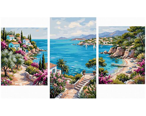 Französische Riviera Triptychon 70x120 cm