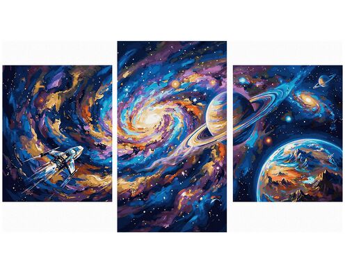 Eine Reise durch das Universum Triptychon 70x120 cm