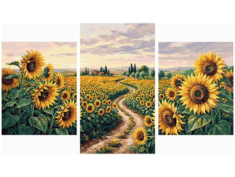 Von der Sonne bedeckt Triptychon 70x120 cm malen nach zahlen