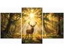 Hirsche in einem sonnendurchfluteten Wald Triptychon 70x120 cm malen nach zahlen