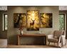 Hirsche in einem sonnendurchfluteten Wald Triptychon 70x120 cm malen nach zahlen