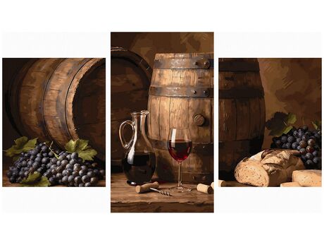 Neuer Wein, frisches Brot Triptychon 70x120 cm malen nach zahlen