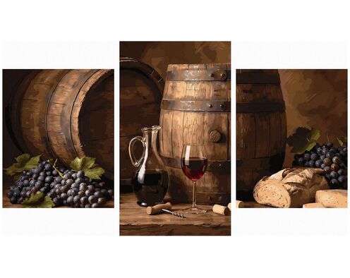 Neuer Wein, frisches Brot Triptychon 70x120 cm