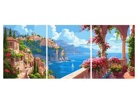 Farbenfrohe italienische Hügel 50x120 cm malen nach zahlen