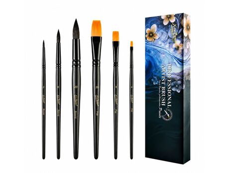 Professionelles 6-teiliges Aquarell- und Acrylpinsel-Set (Synthetisches Eichhörnchenhaar) künstlerbedarf Professionelles 6-teiliges Aquarell- und Acrylpinsel-Set (Synthetisches Eichhörnchenhaar) künstlerbedarf