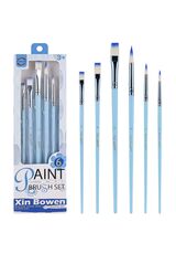 Set mit 6 Künstlerpinseln für Acryl und Aquarell, synthetisches Haar