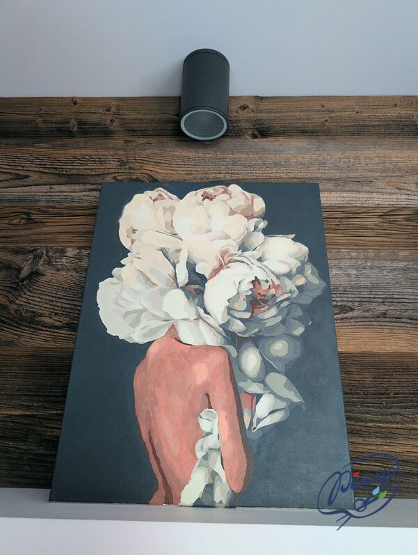 Eingebettet in Blumen 50x65cm