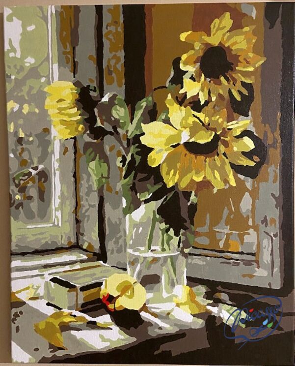 Sonnenblumen am Fenster