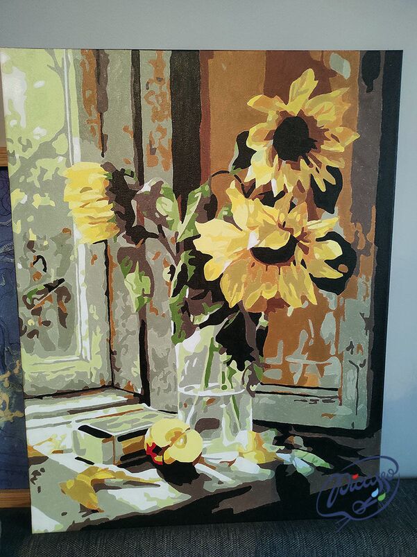 Sonnenblumen am Fenster 40x50cm